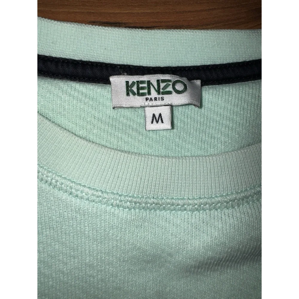 Kenzo Paris Mint Green Logo Sweatshirt Medium Sequin Designer Streetwear - Picture 4 of 8